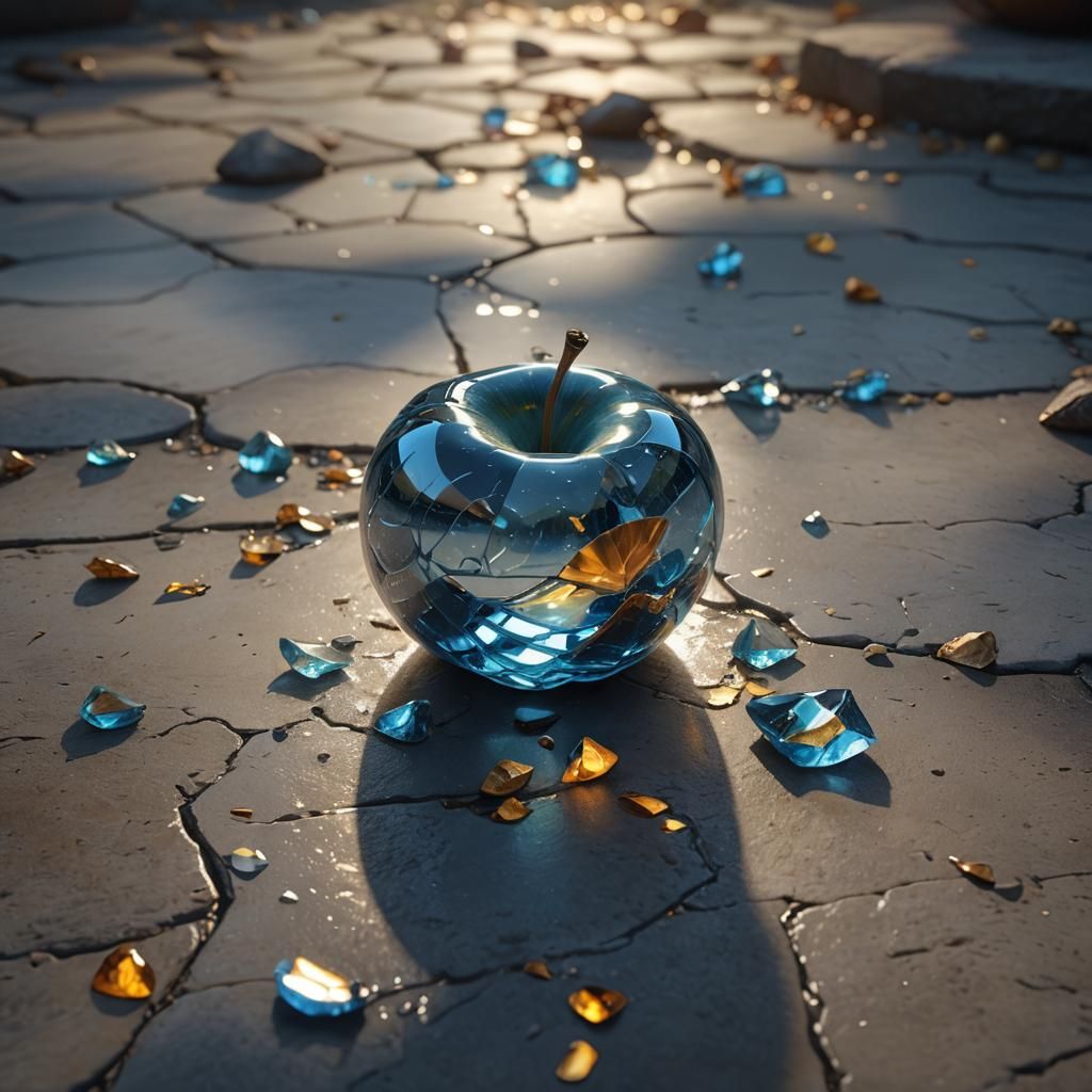 Glass Apple Shattering: Fantasy Concept Art