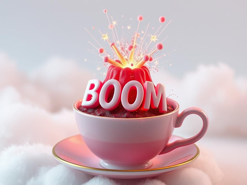 Mini Pink Volcano Eruption in Teacup