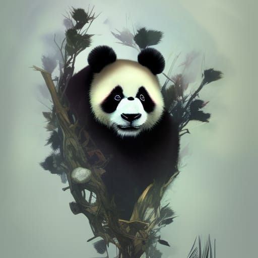 Hyperdetailed Panda Skeleton Portrait