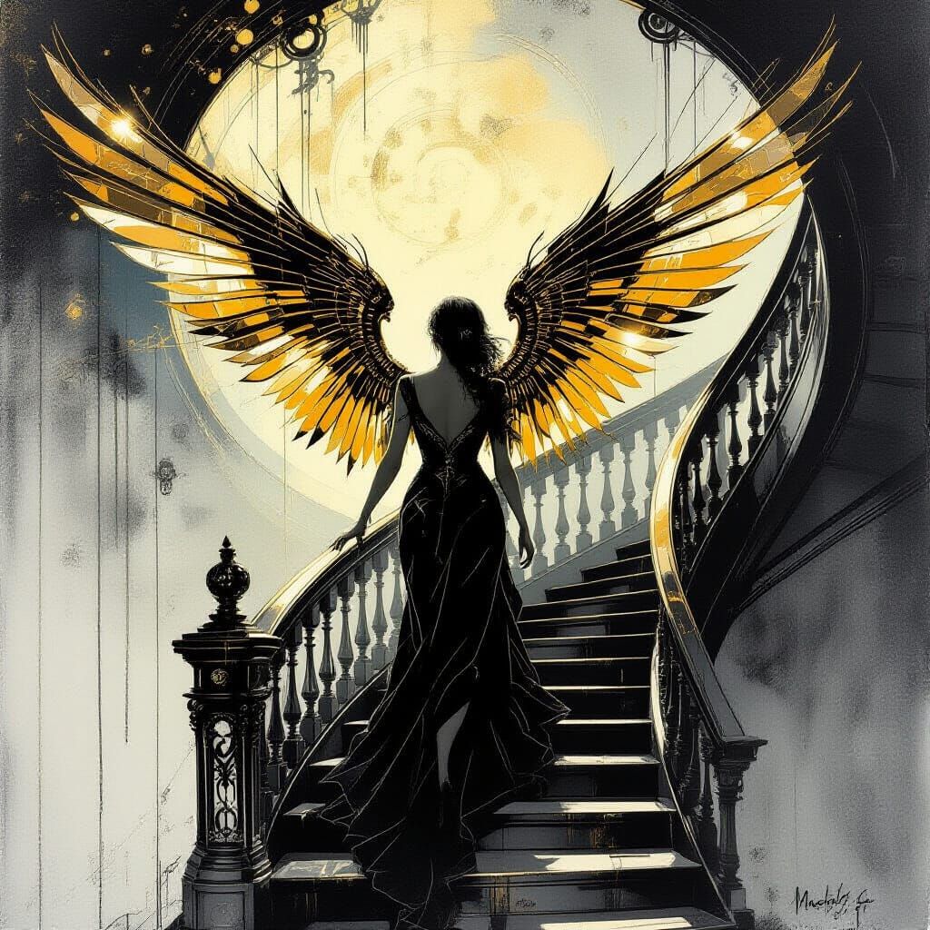 Cosmic Prophet in Surreal Noir Style