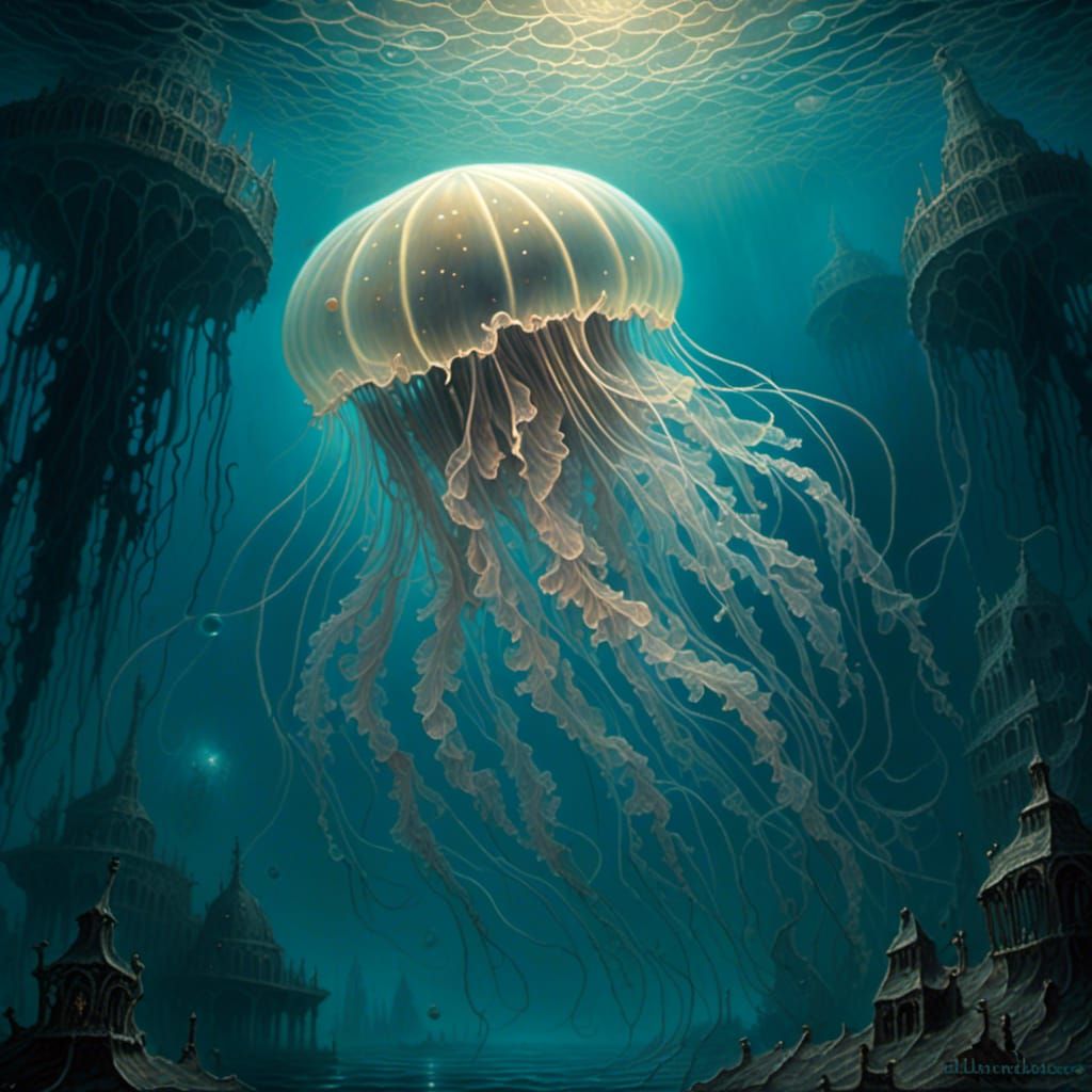 Glowing Ghost in Water: Gothic Airbrush Painting