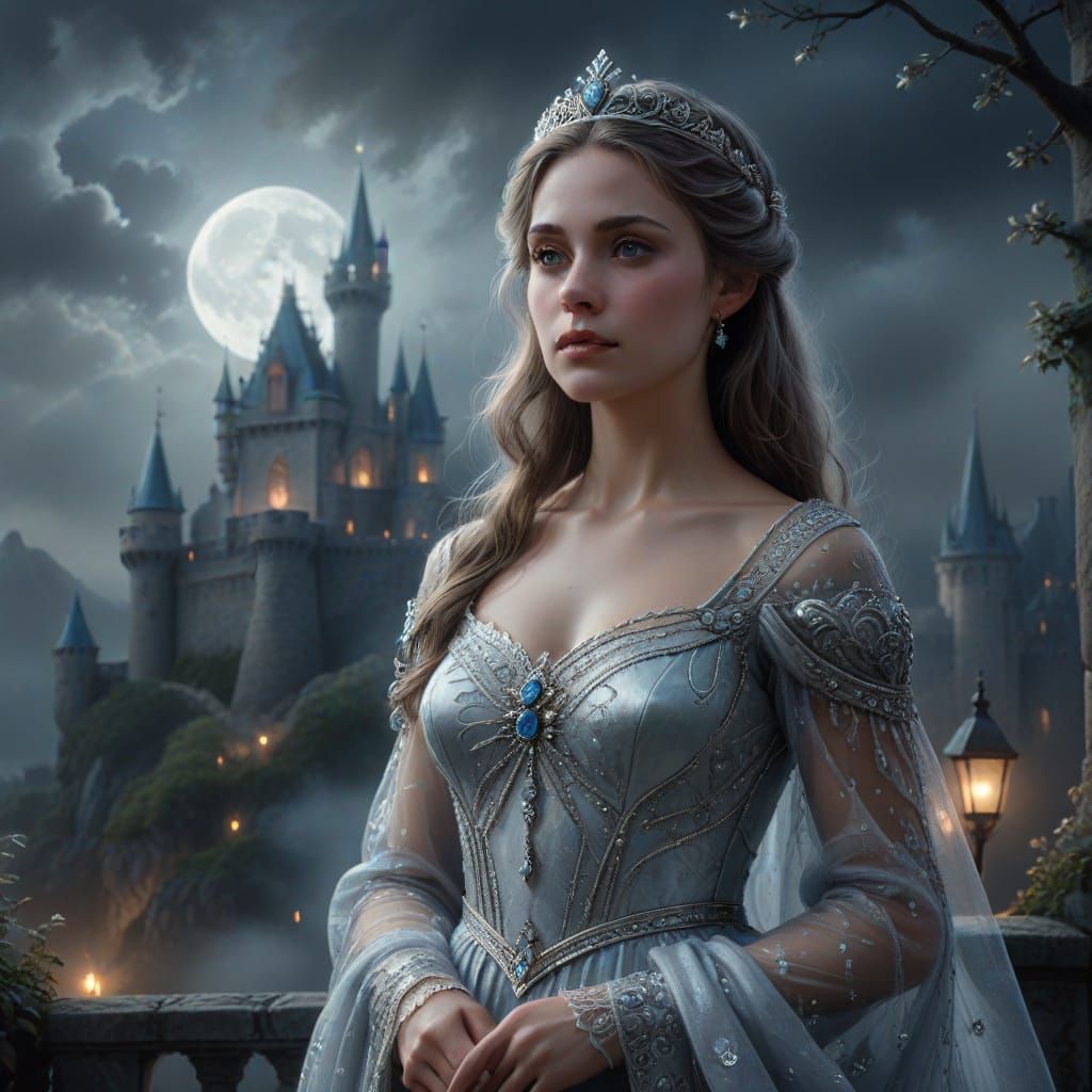 Regal Princess in Enchanting Moonlit Realism