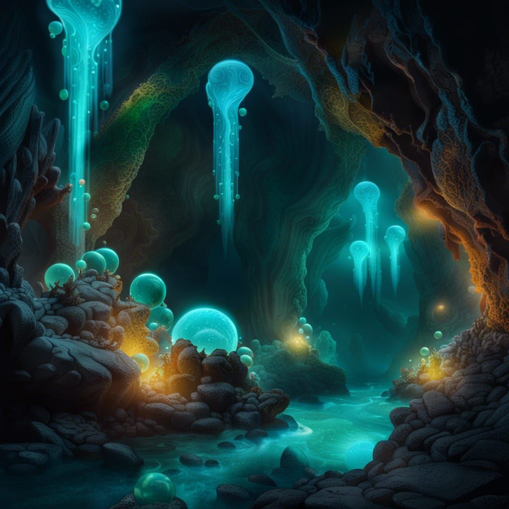 Magical Dragon Lair with Bioluminescence