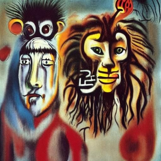 Cowardly Lion in Mixed Artistic Styles