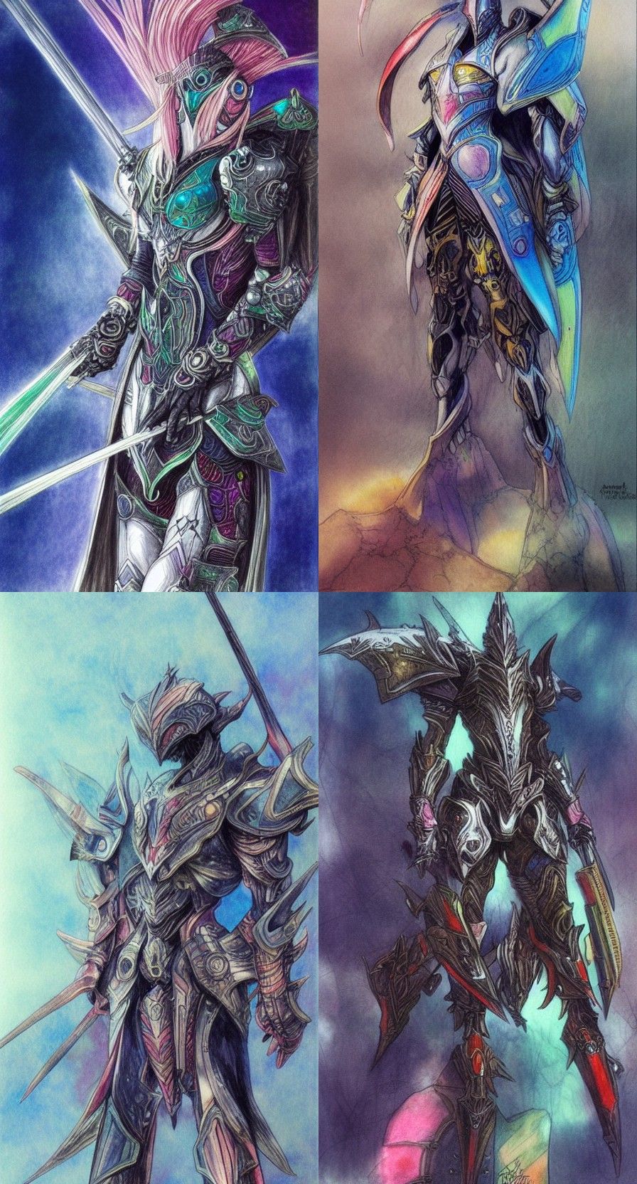 Dystopian Fantasy Knight Concept Art in Watercolor