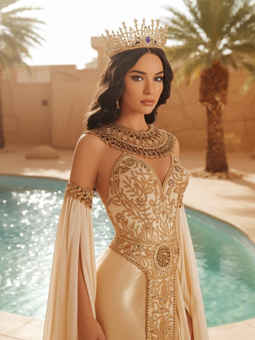 Egyptian Princess in Desert Oasis