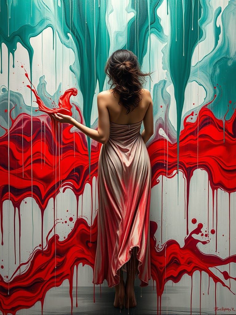 A Woman Unleashes Feminine Power Through Pouring Art