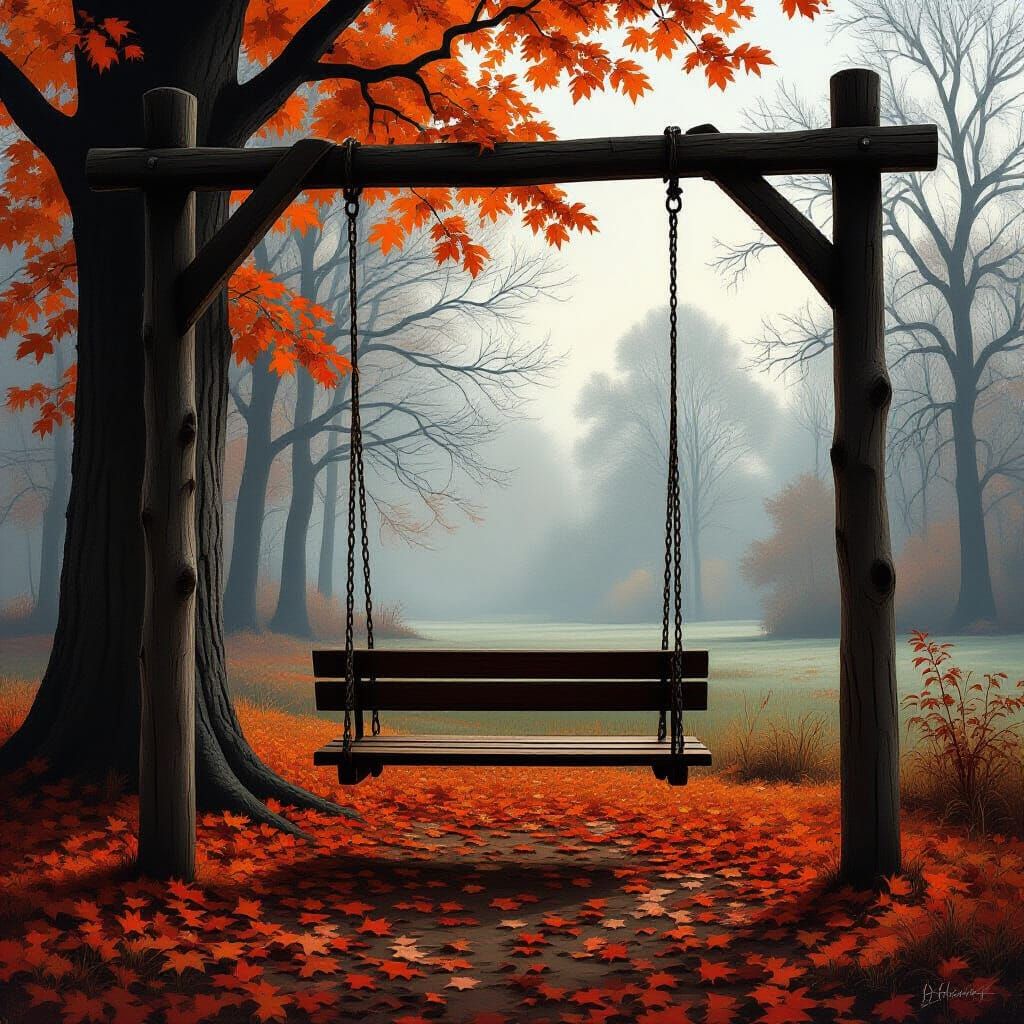 Autumn Swing in Moody Landscape Style