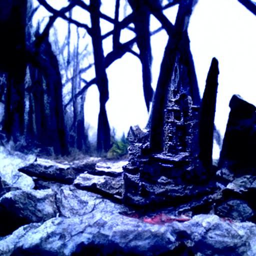 Sacrificial Altar in Haunted Woods: Matte Painting