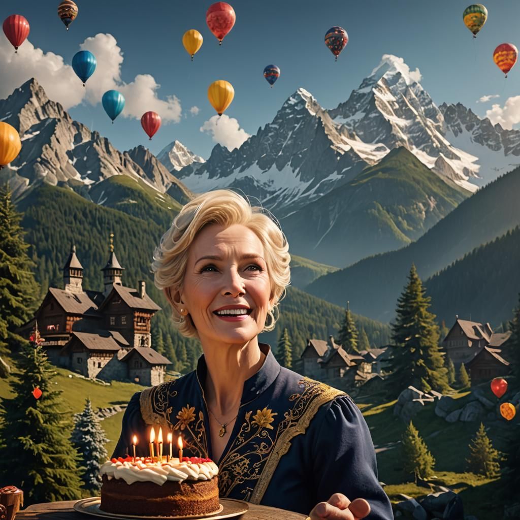 Woman's Birthday Celebration in High Tatras: Matte Painting