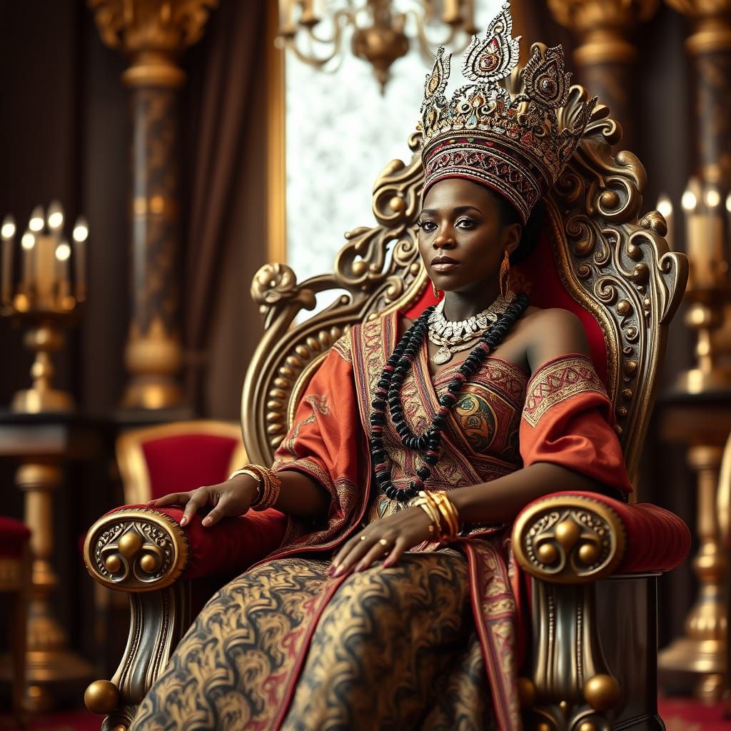 African Queen Reigns Supreme in Opulent Splendor