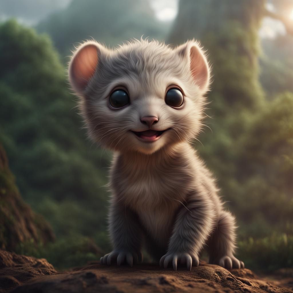 Cute Baby Animal Winking: Digital Matte Painting