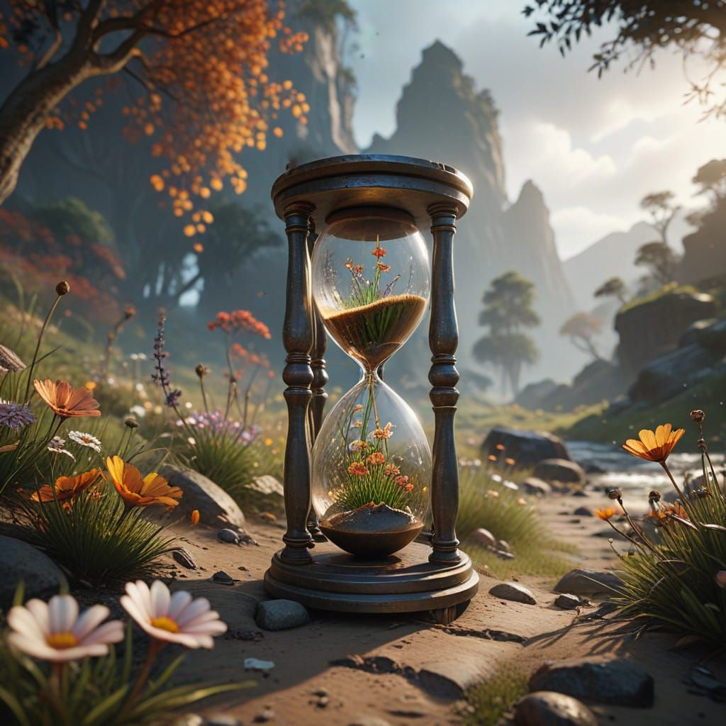 Ethereal Summer Meadow with Fading Autumn Hues in 3D Game Ci...