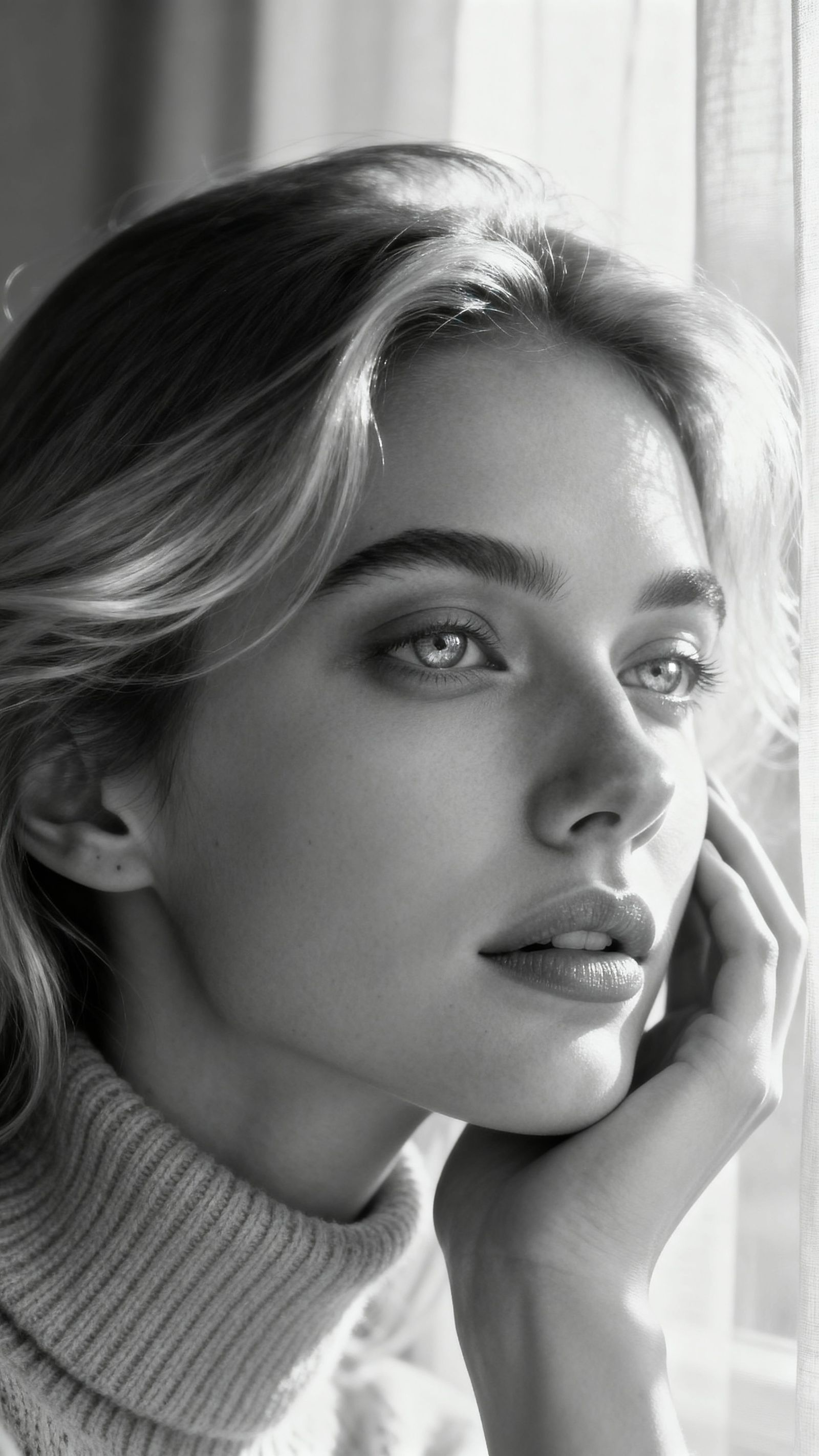 Hyper Realistic Woman Portrait in Soft Monochrome