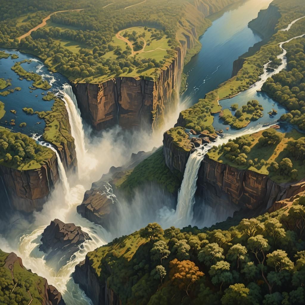 Majestic Victoria Falls in Renaissance Style