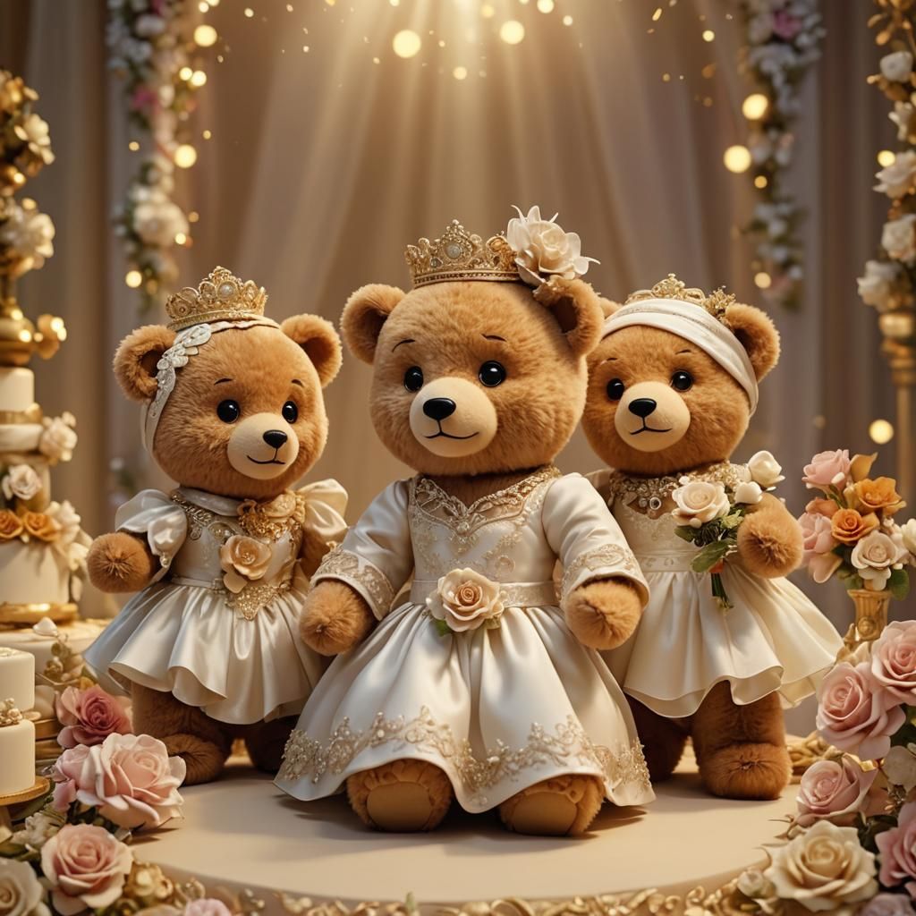 Teddy Bear Wedding in Pixar-Style 3D Animation