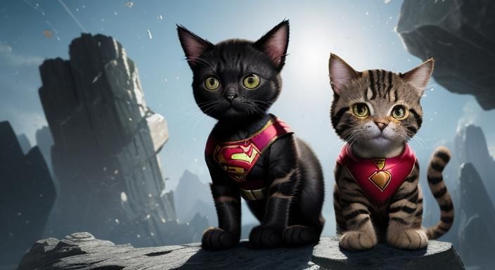 Superhero Kitty and Puppy Crash Landing