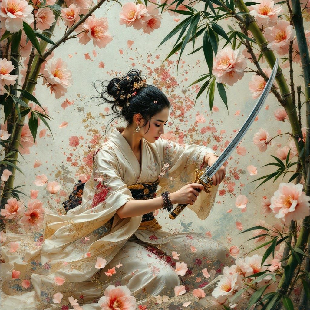 Ethereal Japanese Warrior in Hypermaximalist Renaissance Ass...