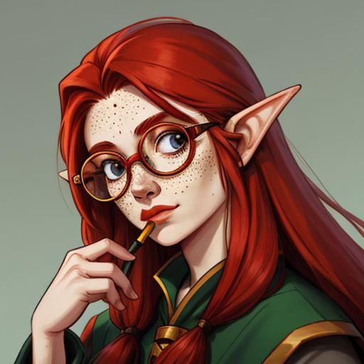 Gnome Scribe Portrait with Red Hair