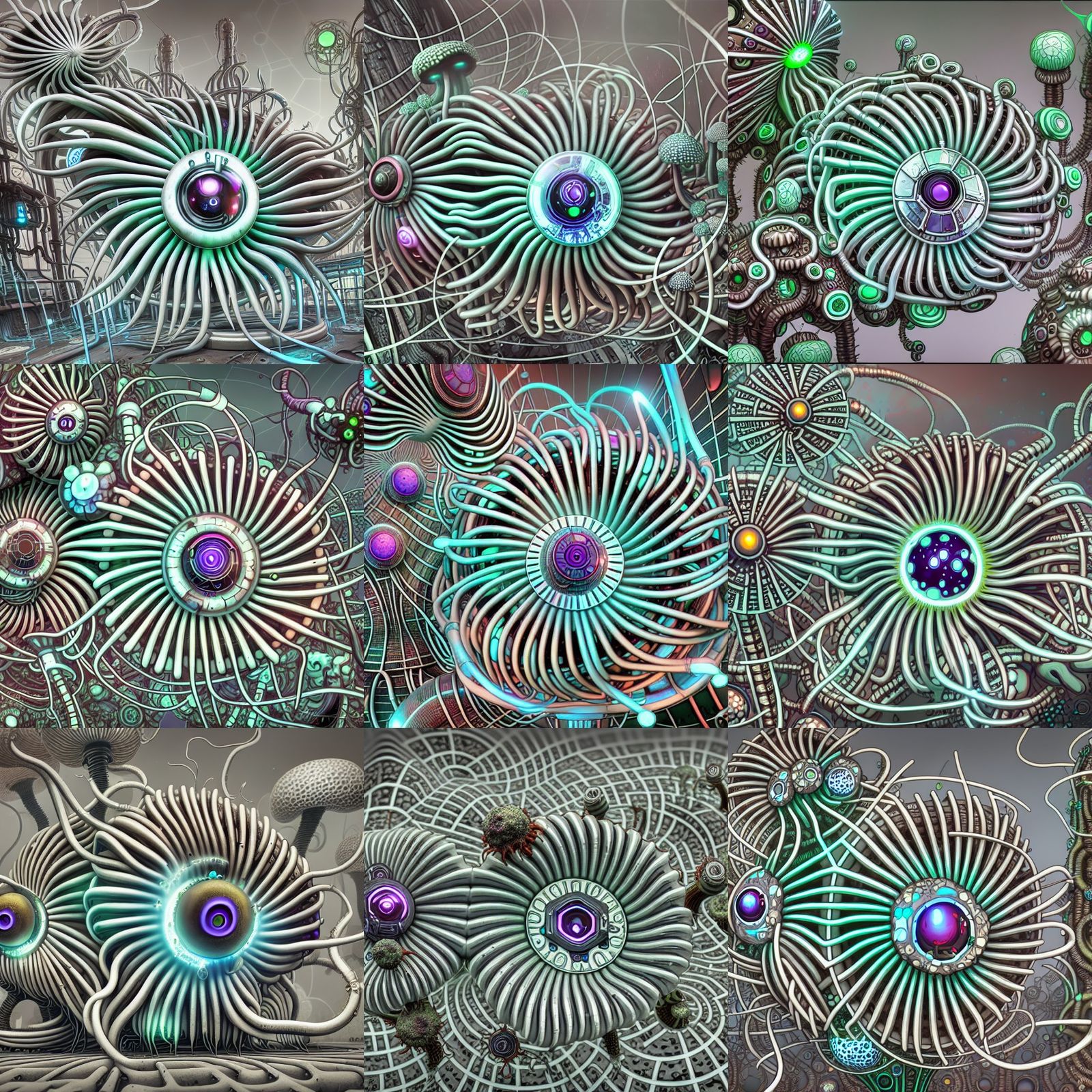 Eldritch Biopunk Cyber Plant in Geometric Style