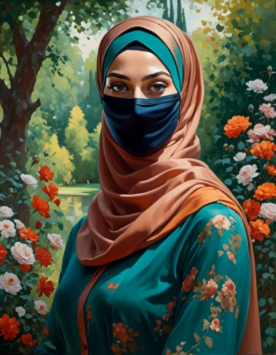 Elegant German Hijabi Woman in Enchanted Forest