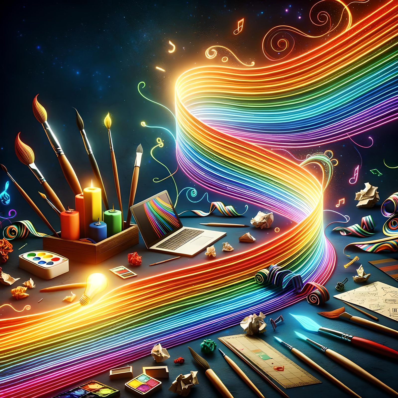 Vibrant Ribbon Represents Abstract Creation Streak