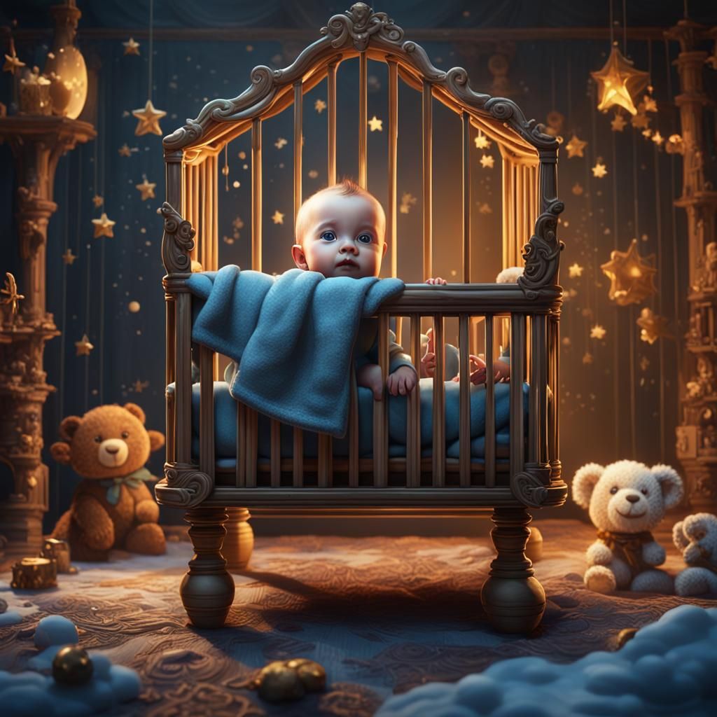 Cute Baby Asleep: Fantasy Concept Art