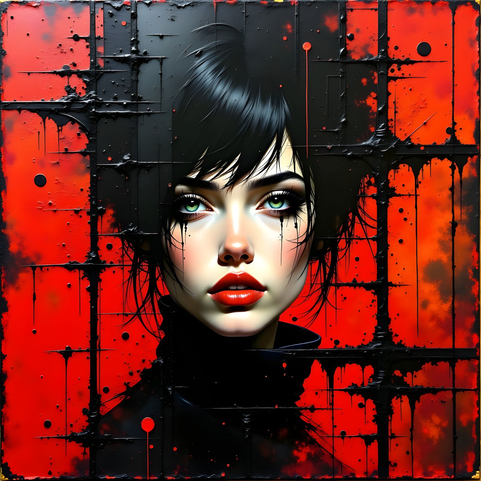 Haunting Female Face in Gothic Surrealism Style