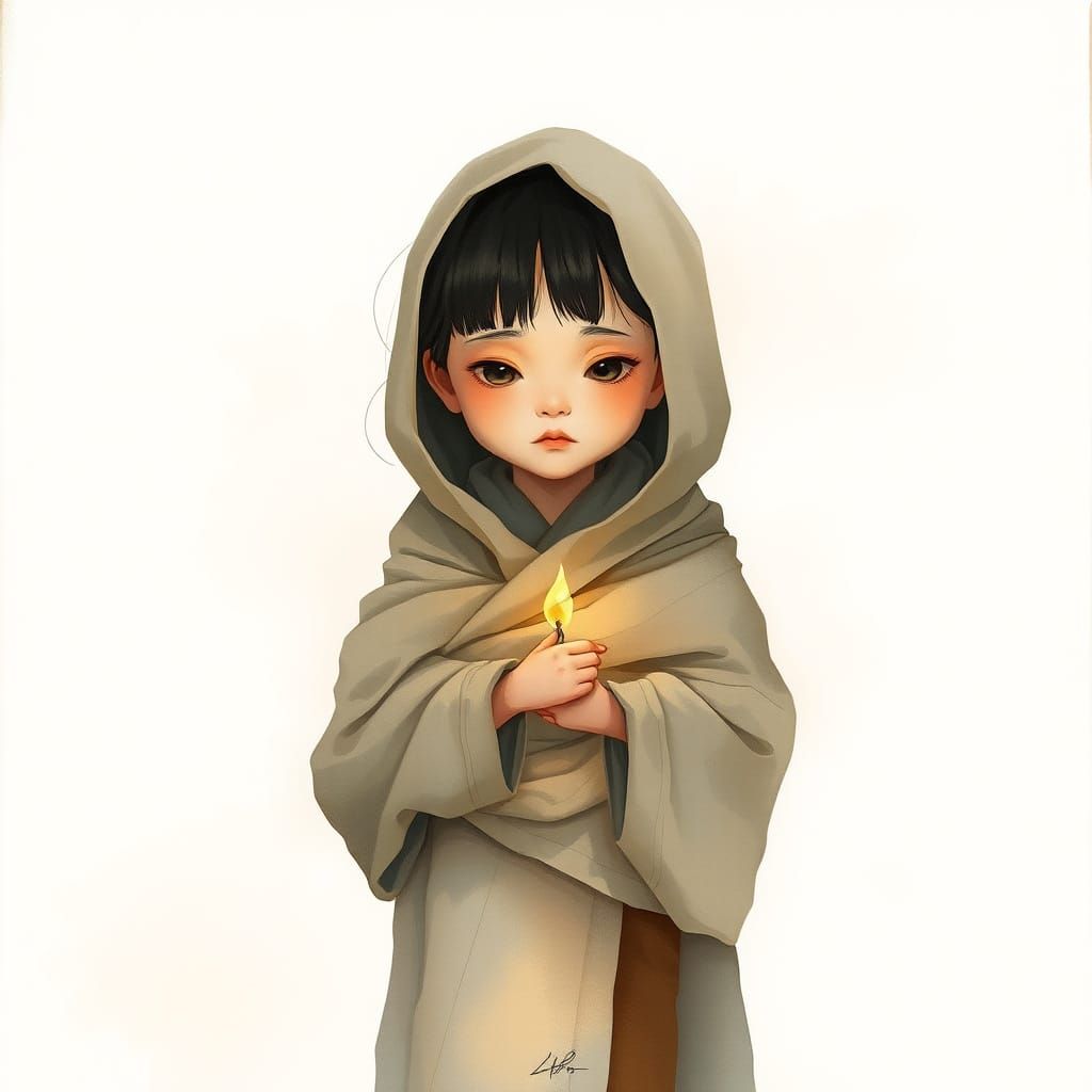 Child with Inner Flame in Watercolor Style