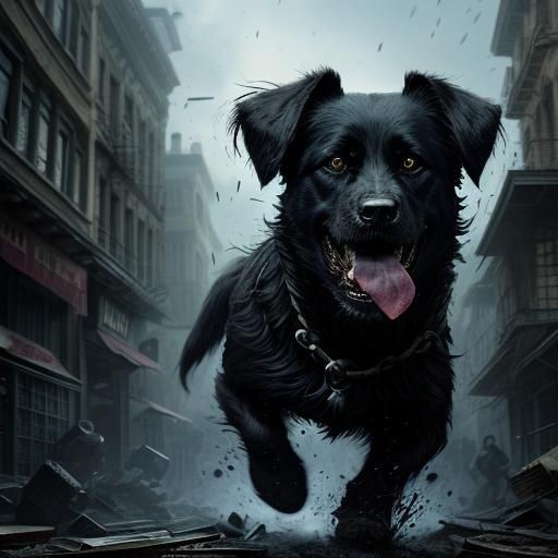 Sinister Dog Fight Artwork in Fantasy Style