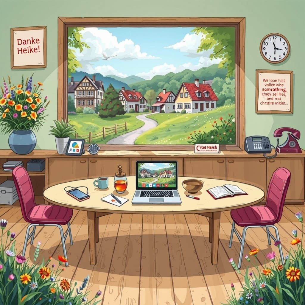 Cheerful Comic Illustration of a Staff Break Room