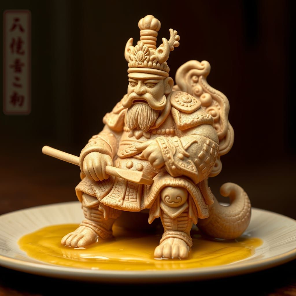 Custard Warrior Sculpture in Terracotta Style