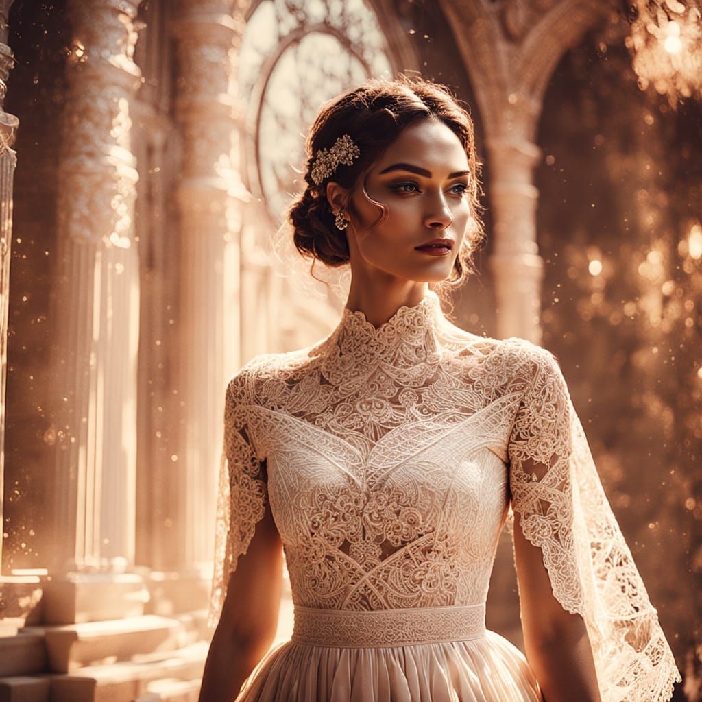 Ethereal Women in Lace: A Cinematic Film Still
