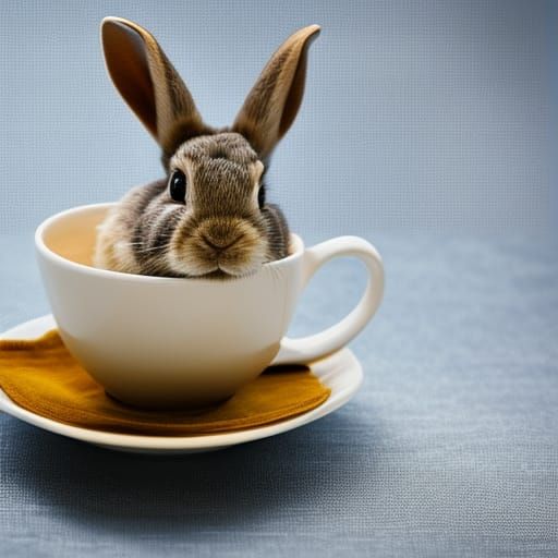 Rabbit in Teacup: Photorealistic Professional Photography