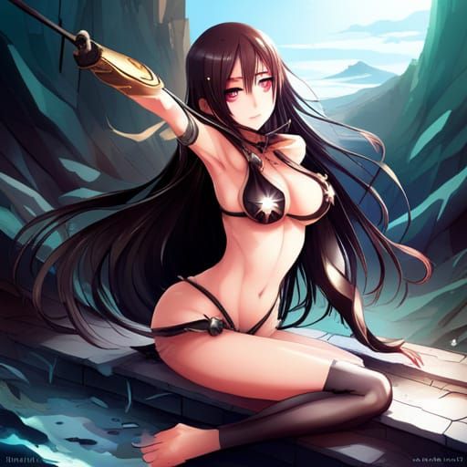 Anime Girl in Fantasy Armor, Digital Art