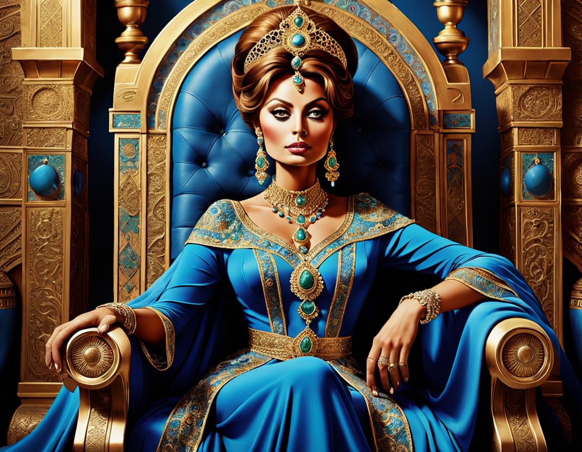 Sophia Loren as a Regal Persian Empress in Comic Art