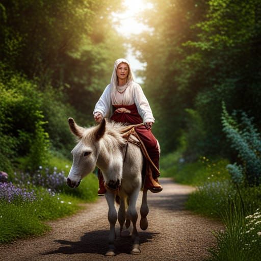 Baby Riding Donkey, Photorealistic Concept Art