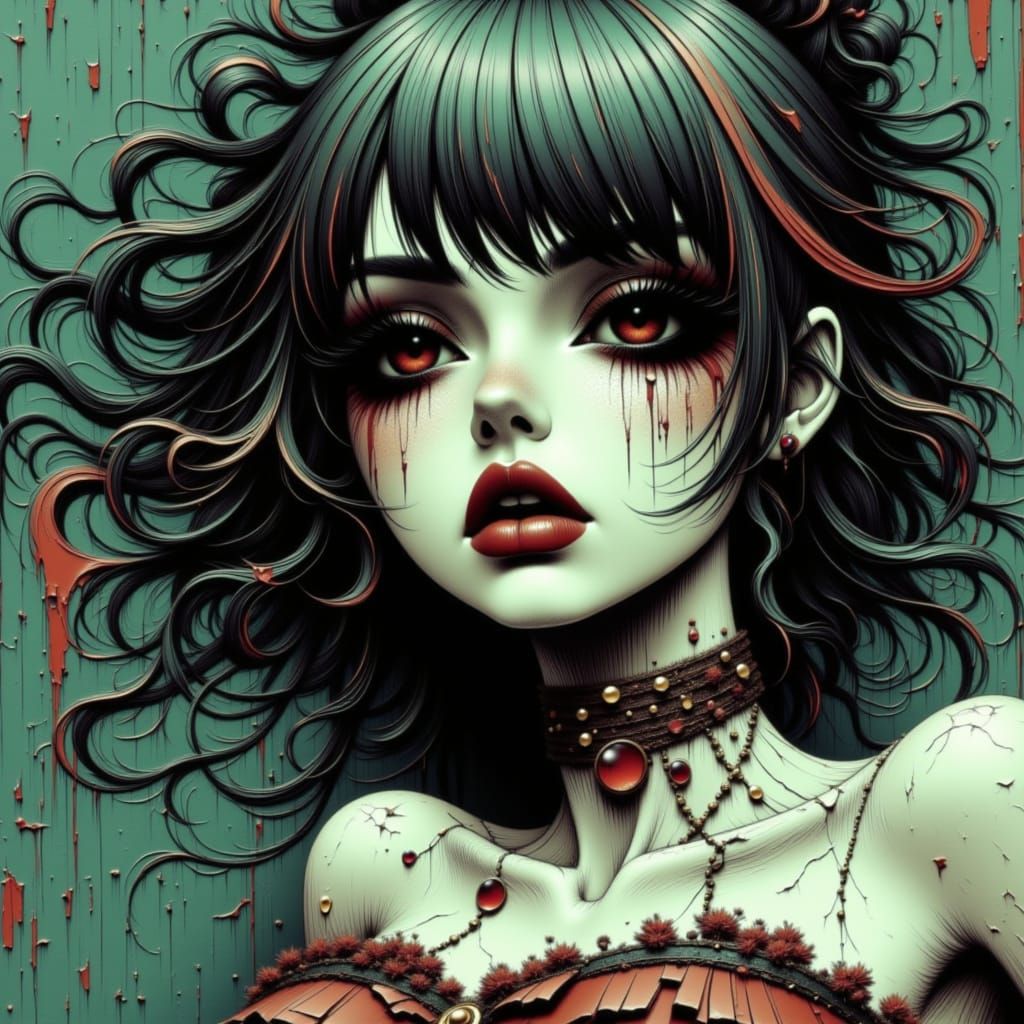 Beautiful Broken Female Cyborg Portrait