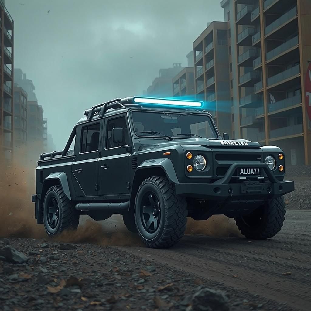 Futuristic Vehicle Speeds Through Dreamlike Landscape