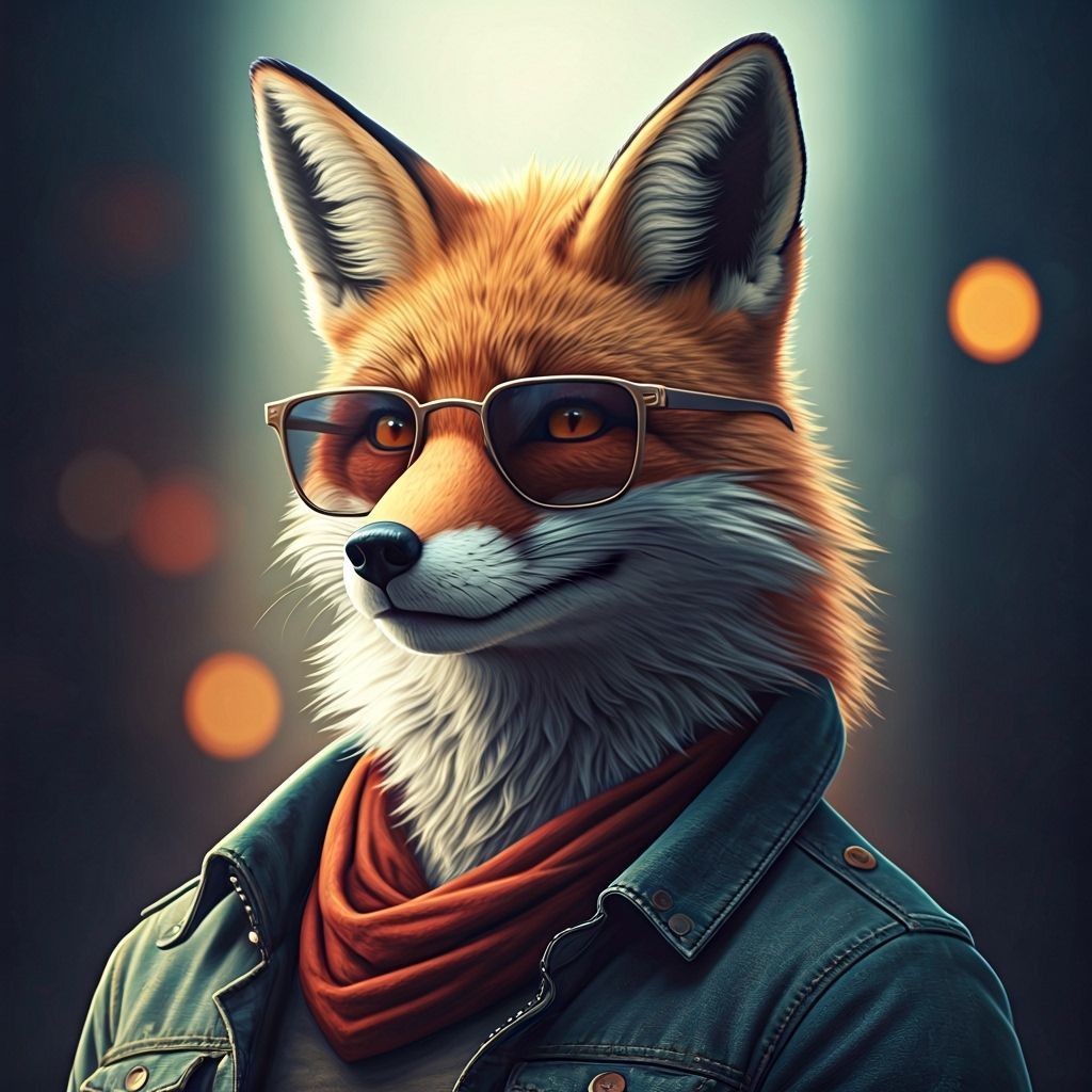 Rugged Fox in Sunglasses: Detailed Matte Painting