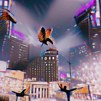 Wings Over the City: A Surreal Spectacle