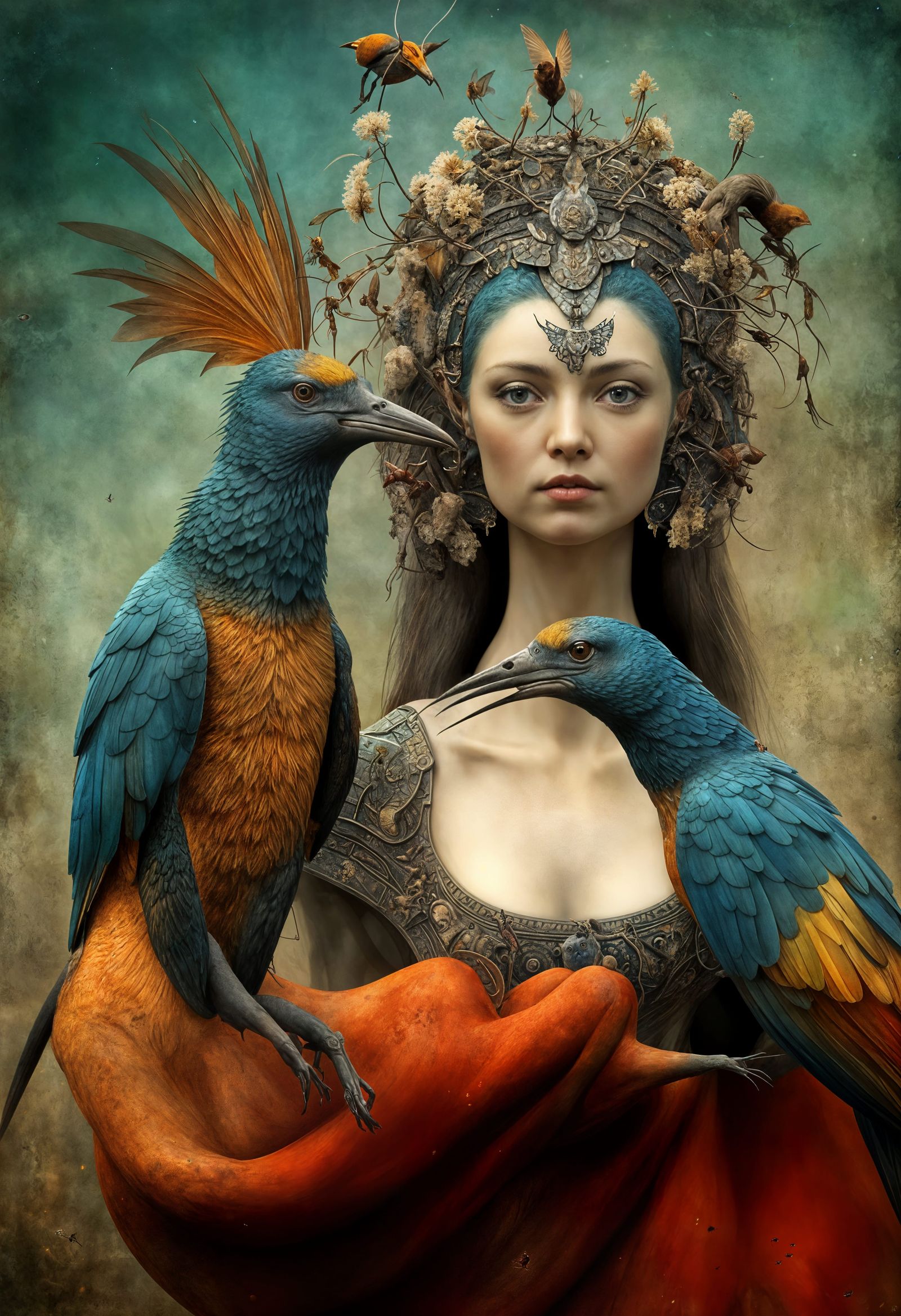 a lady and her birds