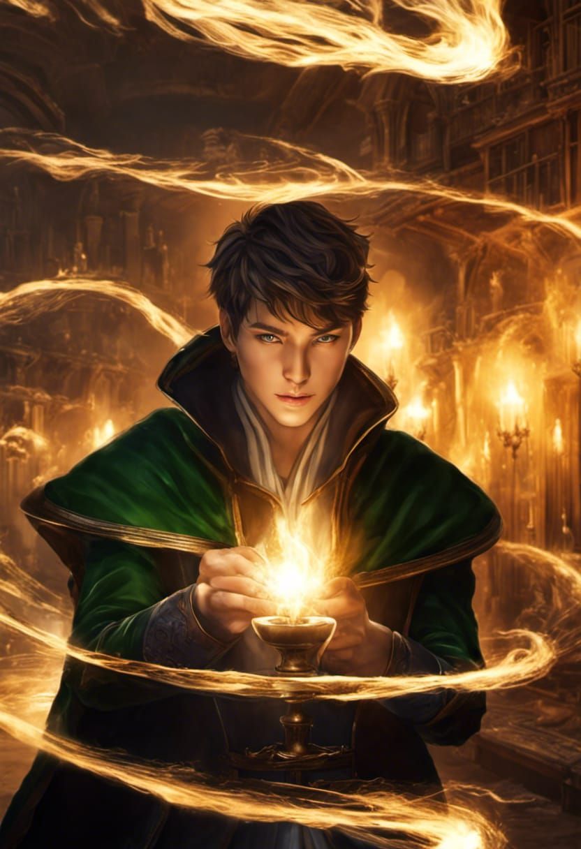 Teen Warlock Conjures Fire Magic in Medieval Town