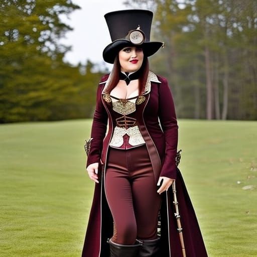 Steampunk Woman in Victorian Attire with Goggles