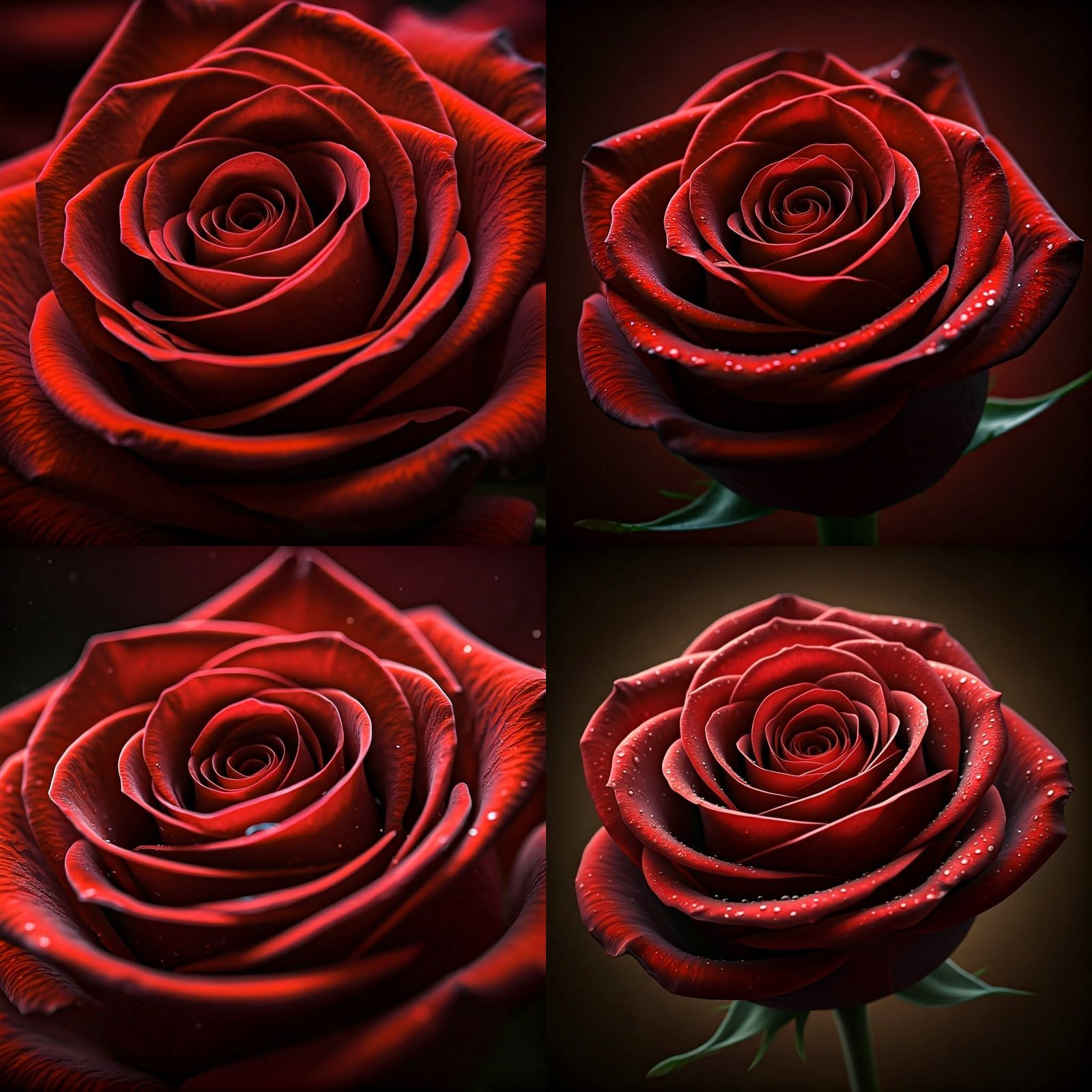 Dewy Red Rose Close-up in Macro Photography