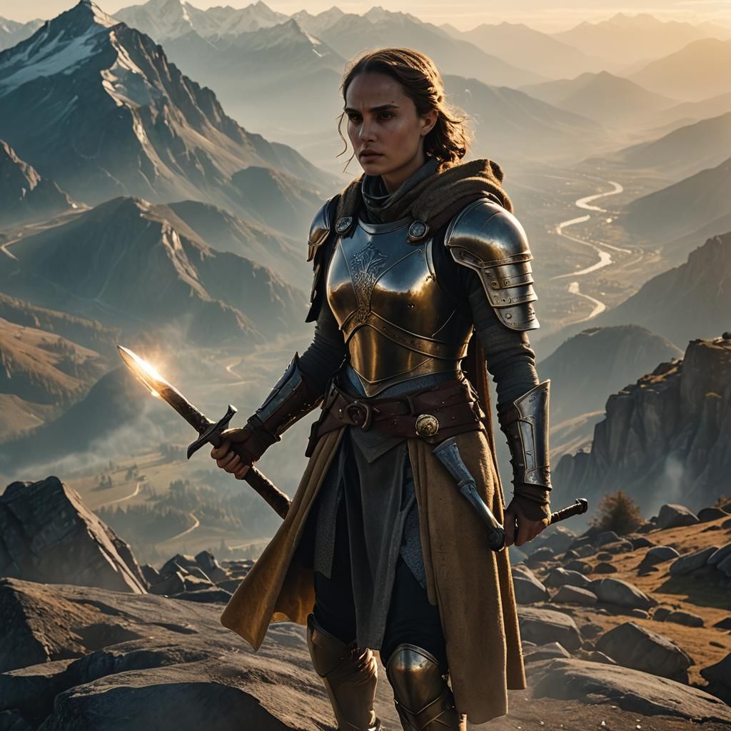 Epic Human Paladin Defends Majestic Mountain Peaks