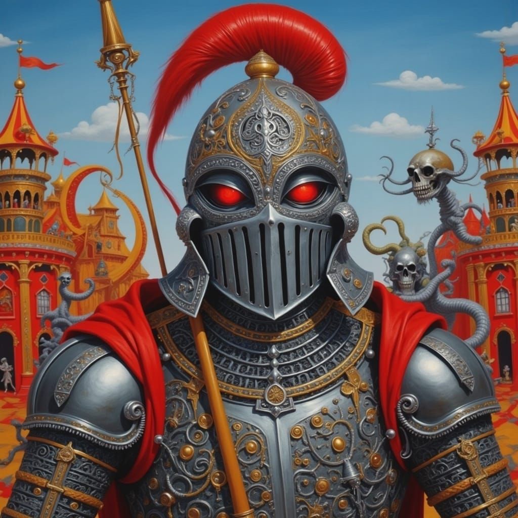 A Knight Ready for Battle in a Medieval Portrait