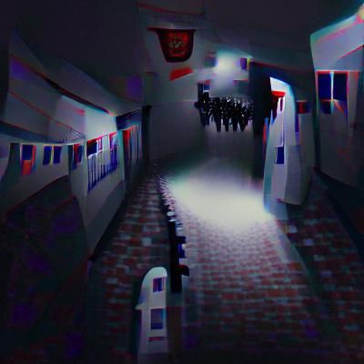 Ethereal Ghosts in Dark Hallway