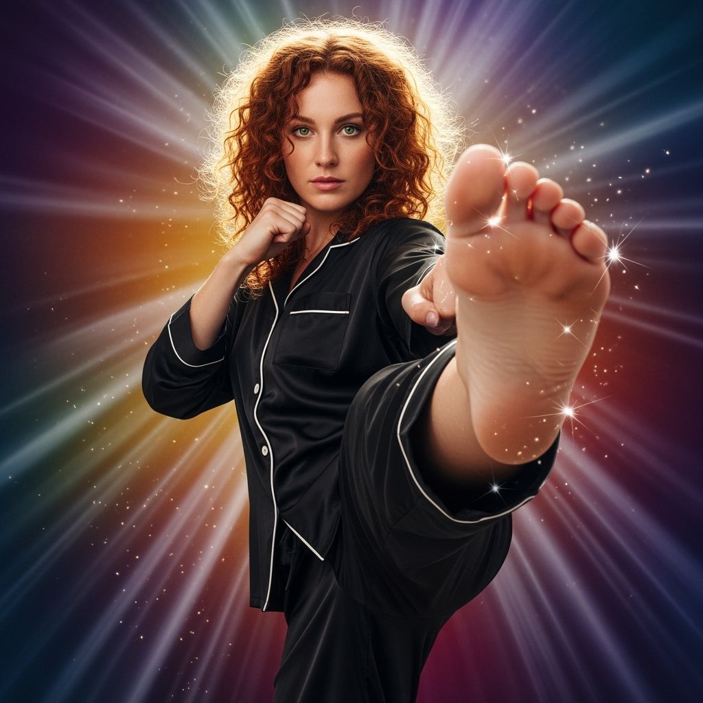 Woman Delivers Powerful Karate Kick in Hyperrealistic Style