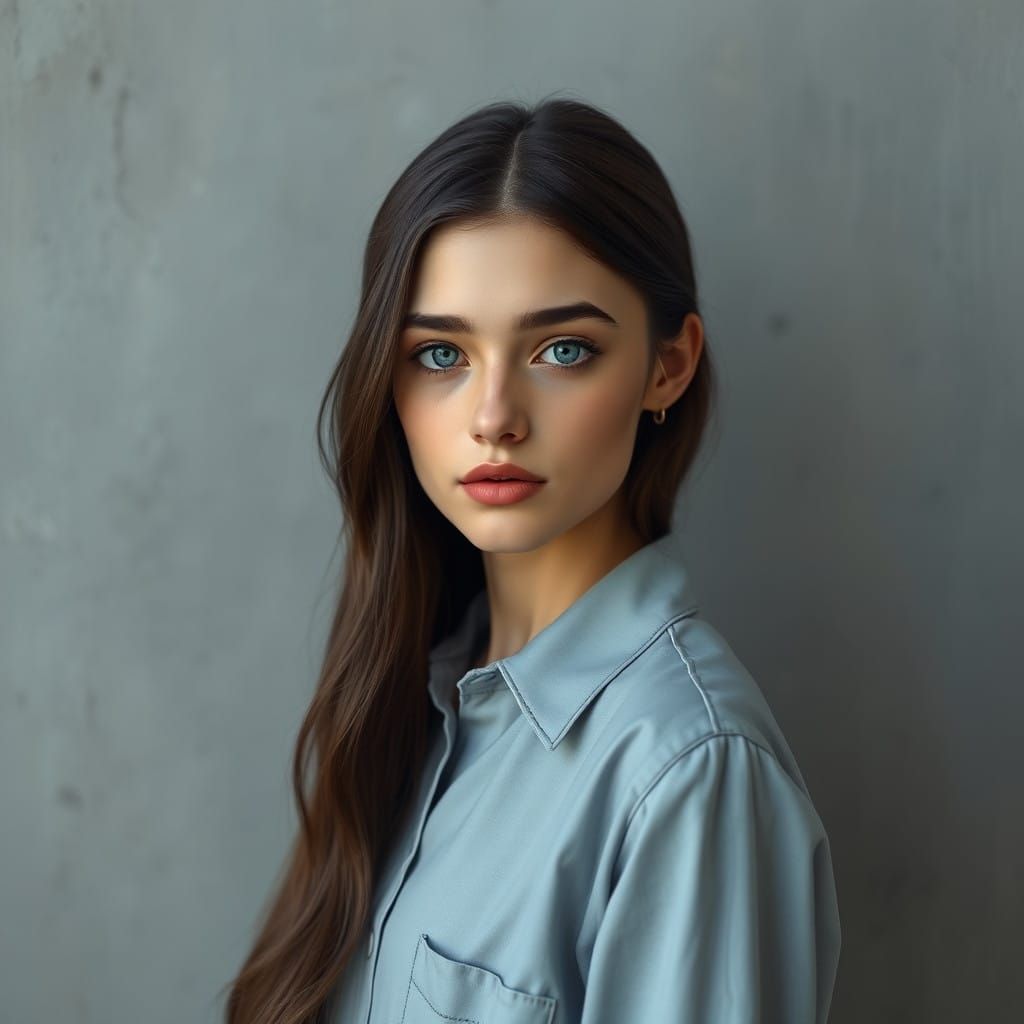 Ethereal Portrait of a Young Woman in Serene Contemplation